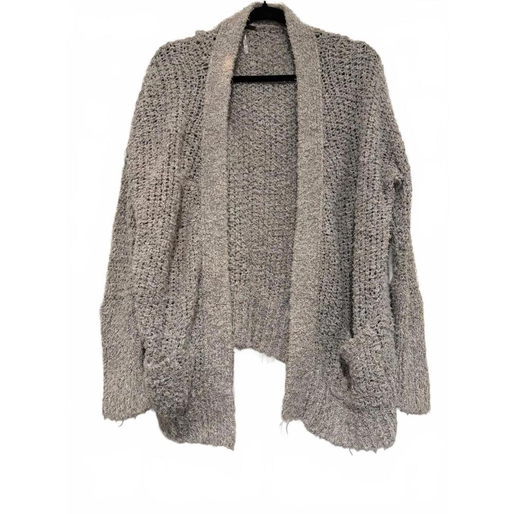Free People woman's beige cardigan sweater sz L SOME DISCOLORATION #1561